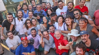 Lula fez parte do trajeto no ônibus da imprensa. Foto: Ricardo Stuckert