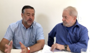 Deputado Paulo Pimenta e Lula durante entrevista. Foto: Ricardo Stuckert
