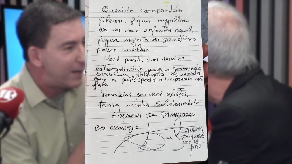 Após agressão, Lula envia carta de solidariedade a Glenn 