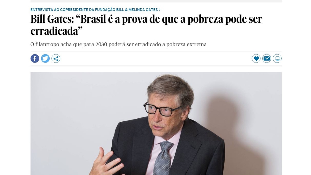 Bill Gates: “Brasil é a prova de que a pobreza pode ser erradicada”