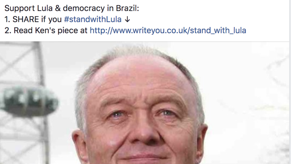 Ex-prefeito de Londres escreve carta de apoio a Lula
