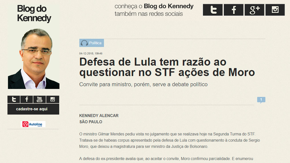 Kennedy: Defesa de Lula tem razão