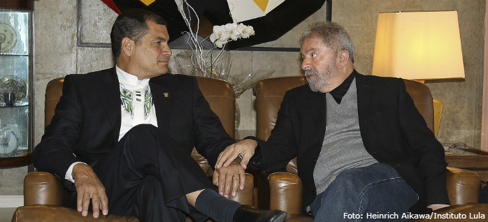 Lula e Rafael Correa almoçam juntos em SP