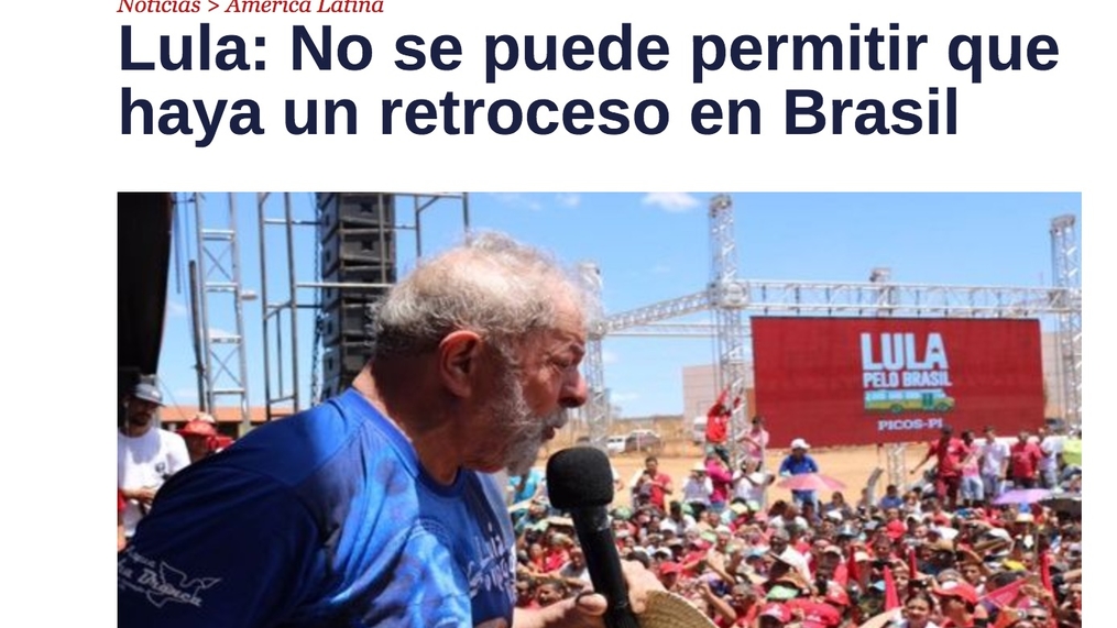 Lula: No se puede permitir que haya un retroceso en Brasil
