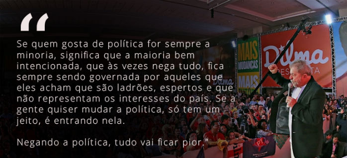 O único jeito de mudar a política é entrar nela, diz Lula em vídeo para juventude