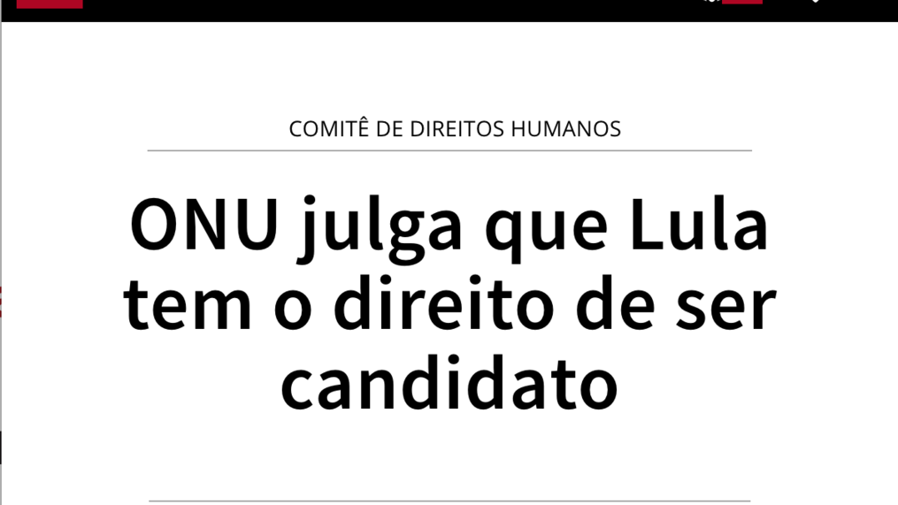ONU volta a afirmar direitos políticos de Lula
