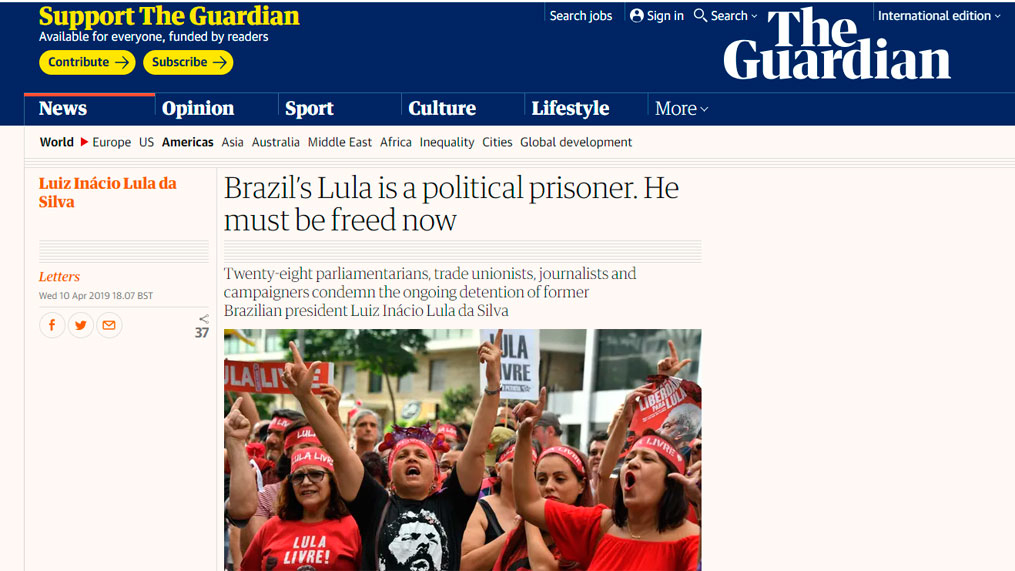 Parlamentares britânicos: Lula é preso político