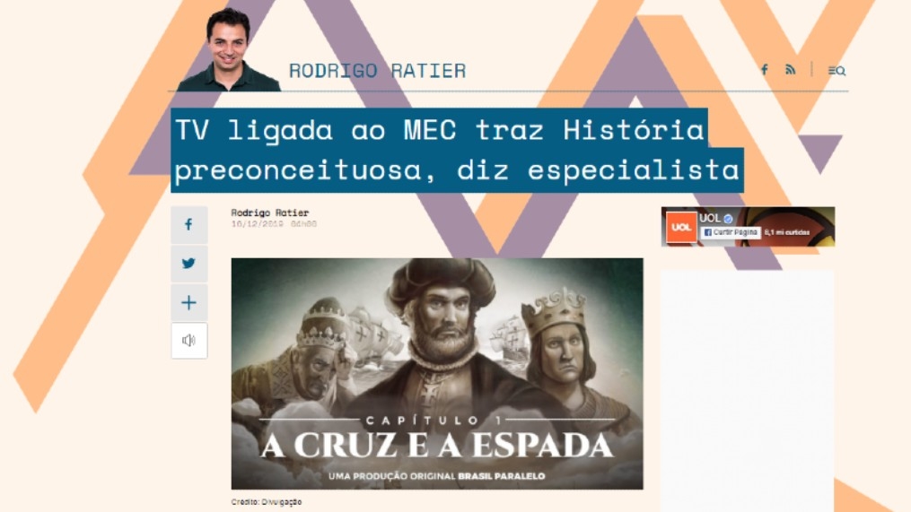 Ratier entrevista Nicolazzi: TV Escola traz História preconceituosa 