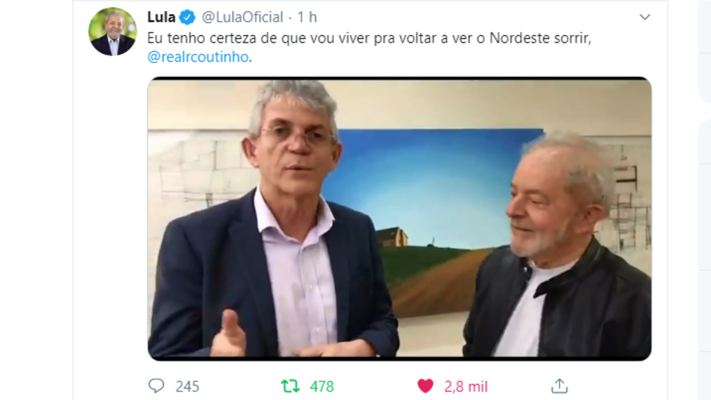 Ricardo Coutinho, governador da Paraíba, visita Lula 