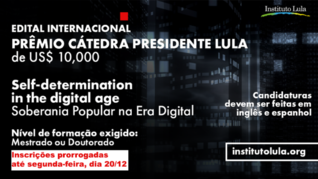 Último dia de inscrições para cátedra de US$ 10 mil promovida pelo Instituto Lula