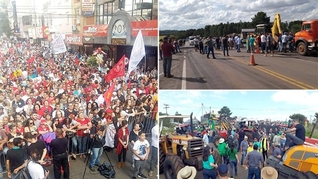 A multidão que esperava a caravana no centro de Passo Fundo teve seu direito furtado pelas 'armas' dos ruralistas. Imagem: Reprodução/Facebook