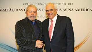 Lula e Ernesto Samper. Setores da mídia e do Judiciário atuam para perseguir políticos progressistas da América Latina. Foto: Ricardo Stuckert